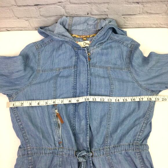 Dittos Women's Chambray Flap Pocket Hooded 3/4 Lightweight Zippered Jacket M - Picture 13 of 15